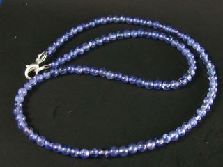 Rare Gem Tanzanite Necklace Beads From Tanzania - 18 " - 4mm Round Beads