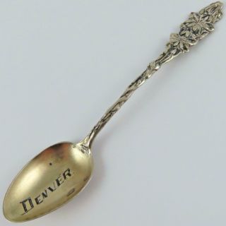 Antique Denver Colorado R.  Wallace & Sons Lily Demitasse Sterling Silver Spoon