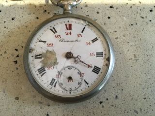 Antique Pocket Watch,  Antique Chronometre Pocket Watch For Repair,  French 3