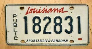 Louisiana Public License Plate " 182831 " La Sportsman 
