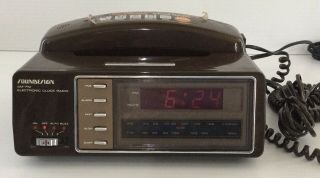 Vintage Soundesign Am/fm Electronic Alarm Clock Radio Phone 7558 - Brn Brown