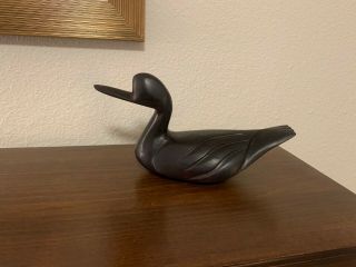 Mid Century Modern Carved Wood Duck
