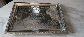 An Antique Silver Plated Tray With Engraved Patterns.  by G.  e.  hawkins.  early 1900.  s 2