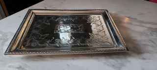 An Antique Silver Plated Tray With Engraved Patterns.  by G.  e.  hawkins.  early 1900.  s 3