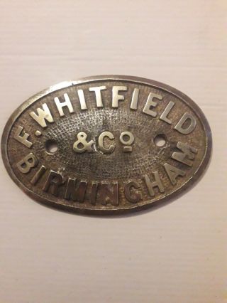 F.  Whitfield & Co Brass Safe Plaque