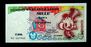 1997 Italy Disney Rare Banknote Uncle Scrooge 1000 Fantastiliardi Unc