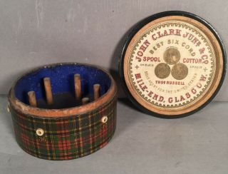 Antique John Clark Junr Tartan Ware 6 Spool Thread Holder Nr