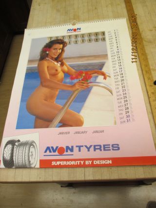 Vintage Advertising Calendar 1993 Nude Pin Up Girl Full 12 Month Avon Tire Rare