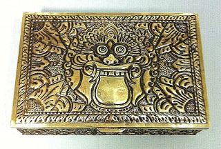Antique/vintage Silver Plate And Brass Hand Made Embossed Jewellery Box