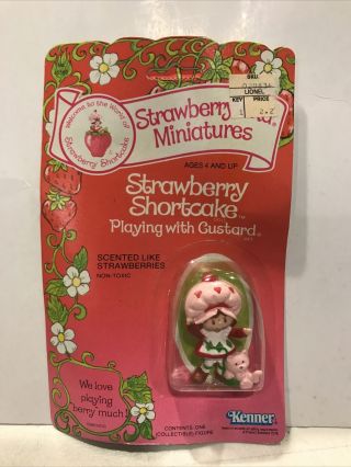 Strawberry Shortcake Strawberryland Miniatures - Ss Playing W/ Custard,  On Card