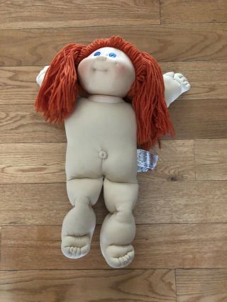 Vintage Cabbage Patch Kids Girl With Orange Hair Doll Blue Signature 1982