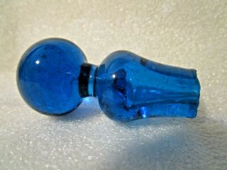 Antique Vintage Cobalt Blue Bottle Stopper Apothecary; Perfume; Cruet