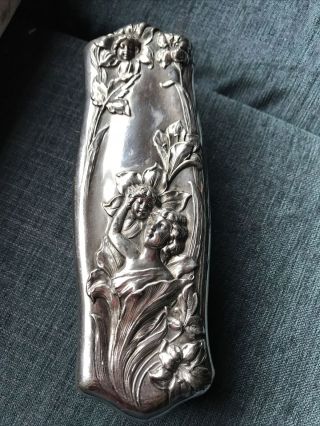 Hope Silver Co.  Art Nouveau Silver Plated Clothes Brush Maiden Pixie