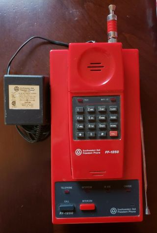Vintage Southwestern Bell Freedom Phone Red Wall Cordless Model Ff - 1250 Rare Htf