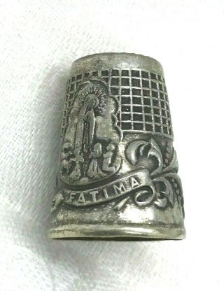 Vintage Sterling Silver Our Lady Of Fatima Mary Mother Of Jesus Basilica Thimble
