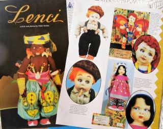 7p History Article & Pics - Rare Antique Lenci Dolls - Art Deco Cloth