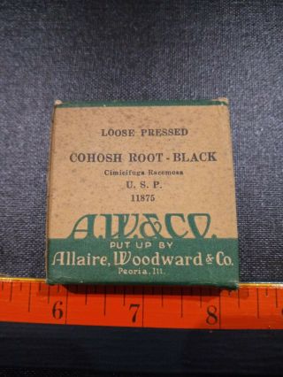Vintage Cohosh Root - Black Crude Drugs Box With Content.