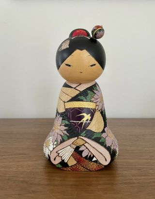 Rare Signed Creative Kokeshi Doll By Izumi Oki - Geisha In Seiza Sitting Pose