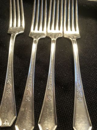 Vintage Us Navy England Silver Plate Fork,  Set Of Four