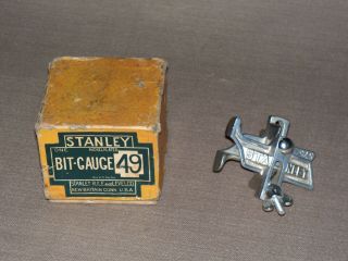 10 Rare Vintage Stanley No 49 Adjustable Auger Bit Depth Stop Gauge W/box