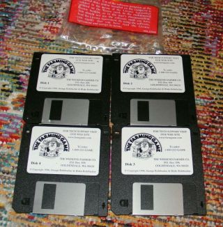 The Farming Game Vintage Pc Computer Game 3.  5 " Floppy 4 Disks 1996 Rare