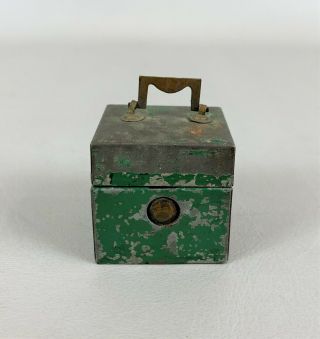 Antique Miniature Green Painted Tin Traveling Inkwell
