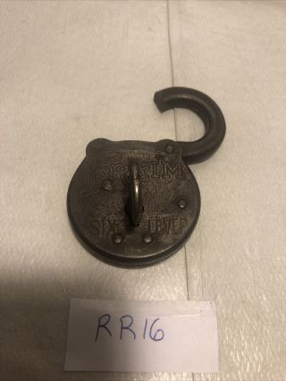 Cut Fraim Six Lever Steel Padlock Key Old Antique Lock Replacement Key