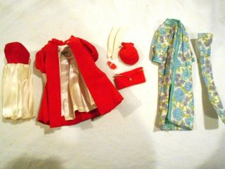 Vintage Barbie Red Velvet Outfit Coat/purse/dress/hat/1 - Shoe/white Gloves,  More