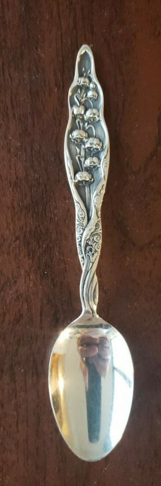 Whiting Lily Of The Valley 5 7/8 " Polished Souvenir Spoon Daytona Florida