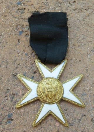 Antique Masonic Knights Templar Order Of Malta Jewel Medal From Estate