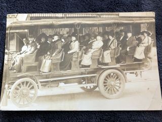 Antique Photo Laura Swingle & Henry L Elston Tour Bus Muscoda,  Wi Postcard