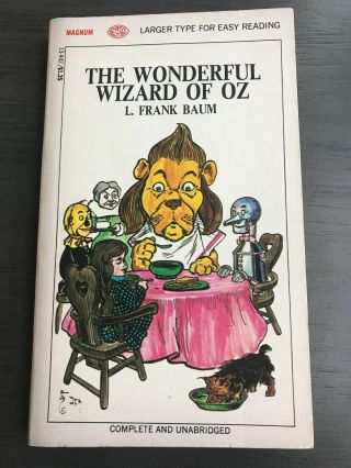 The Wonderful Wizard Of Oz By L.  Frank Baum Magnum Easy Eye Paperback 1968 Rare