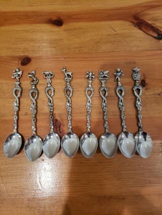 8 Montagnani Styie Italy Stamped Vintage Figural Silver Plated Demitasse Spoons