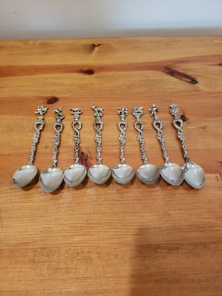 8 Montagnani StyIe Italy Stamped Vintage Figural Silver Plated Demitasse Spoons 2