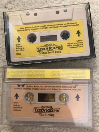 Vintage Teddy Ruxpin Two (2) Cassette Tapes The Airship & Grundo Beach Party