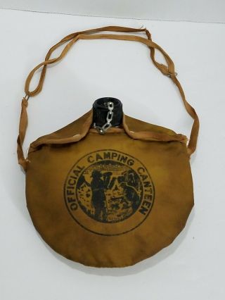 Vintage Antique Official Camping Canteen Canteen With Canvas Bag&straps