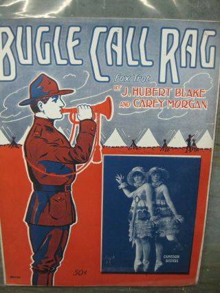 Antique Vintage Sheet Music Bugle Call Rag Unique Artwork Wwi 11