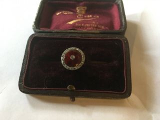 Rare Antique Rose Cut Diamond Gold Set Enamel Button