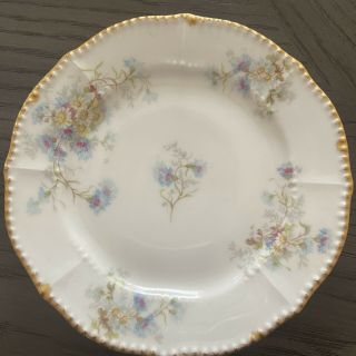 Antique Elite Limoges Porcelain Blue Floral Plate W/gold Trim 6 1/4 " France