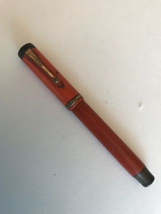 Rare Double Stamped Clip Parker Lucky Curve Fountain Pen 4 - 25 - 11 Orange