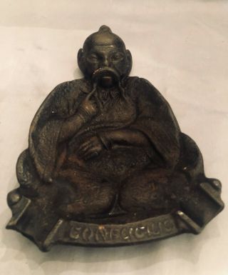 Rare Cast Iron Loth Stove Advertising Confucius Spoon Rest Ashtray - 1890’s