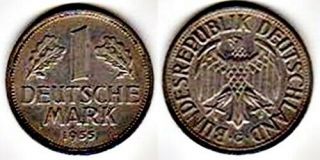 Germany 1955 - G 1 Deutsche Mark: Rare Date: Near Mint: Km 110