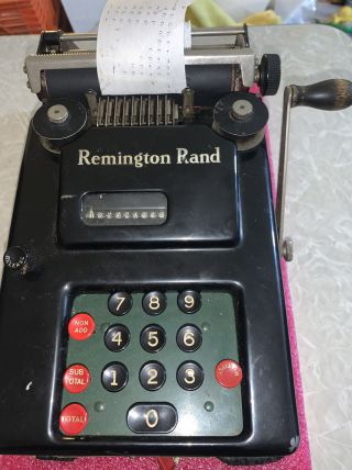 Remington Rand Hand Crank Adding Machine Appears To Be - C Paper With