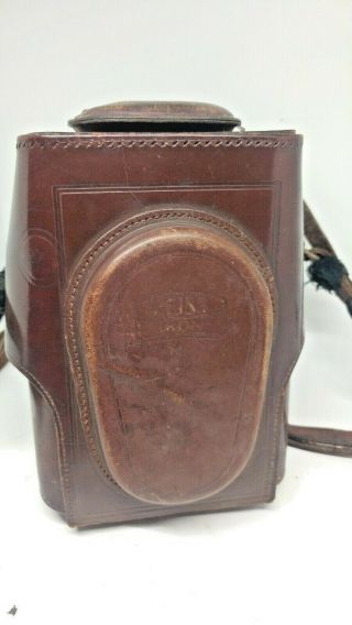Zeiss Ikon Contaflex Tlr Camera Case Vintage Leather Rare