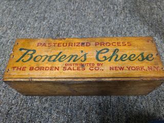 Antique Wooden Advertising Box Borden 