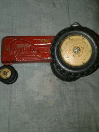 RARE VINTAGE 1950 ' s RED MASSEY HARRIS TOY FARM TRACTOR. 2