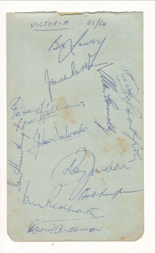 Victoria Cricket Team 1963 64 Sheffield Shield Rare Signed Album Page