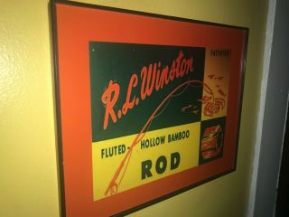 R.  L.  Winston Fly Fishing Bamboo Rod Reel Creel Advertisng Man Cave Sign