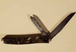 Vintage Colonial Prov Usa Pocket Knife 2 Blade 3 Pin Plastic/acrylic Handle Rare