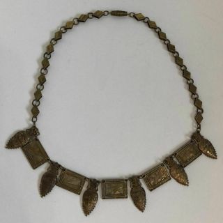 Women ' s antiqued gold bronze tone tribal boho necklace 2